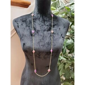 Women's Single Strand Necklace with Pink Stone